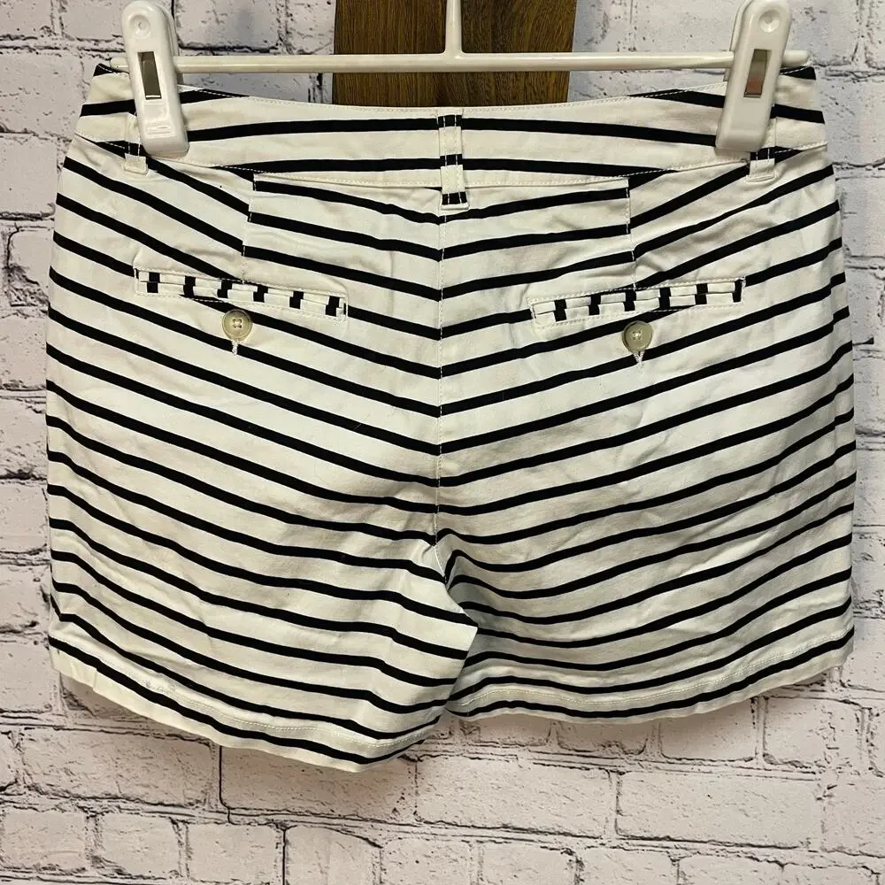 Joules striped shorts women's size 4 black white pink bunny pockets NWOT